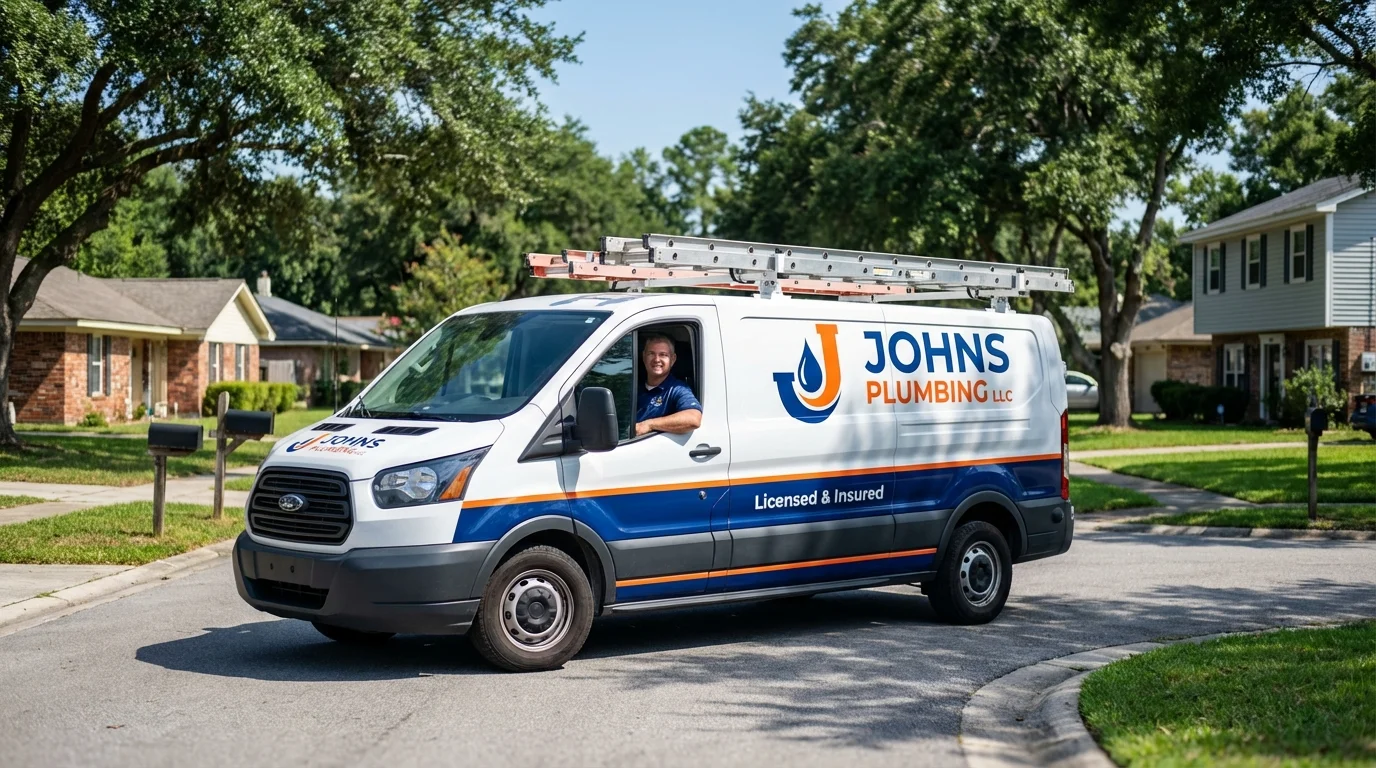 Johns Plumbing LLC service van in Mount Holly, NJ