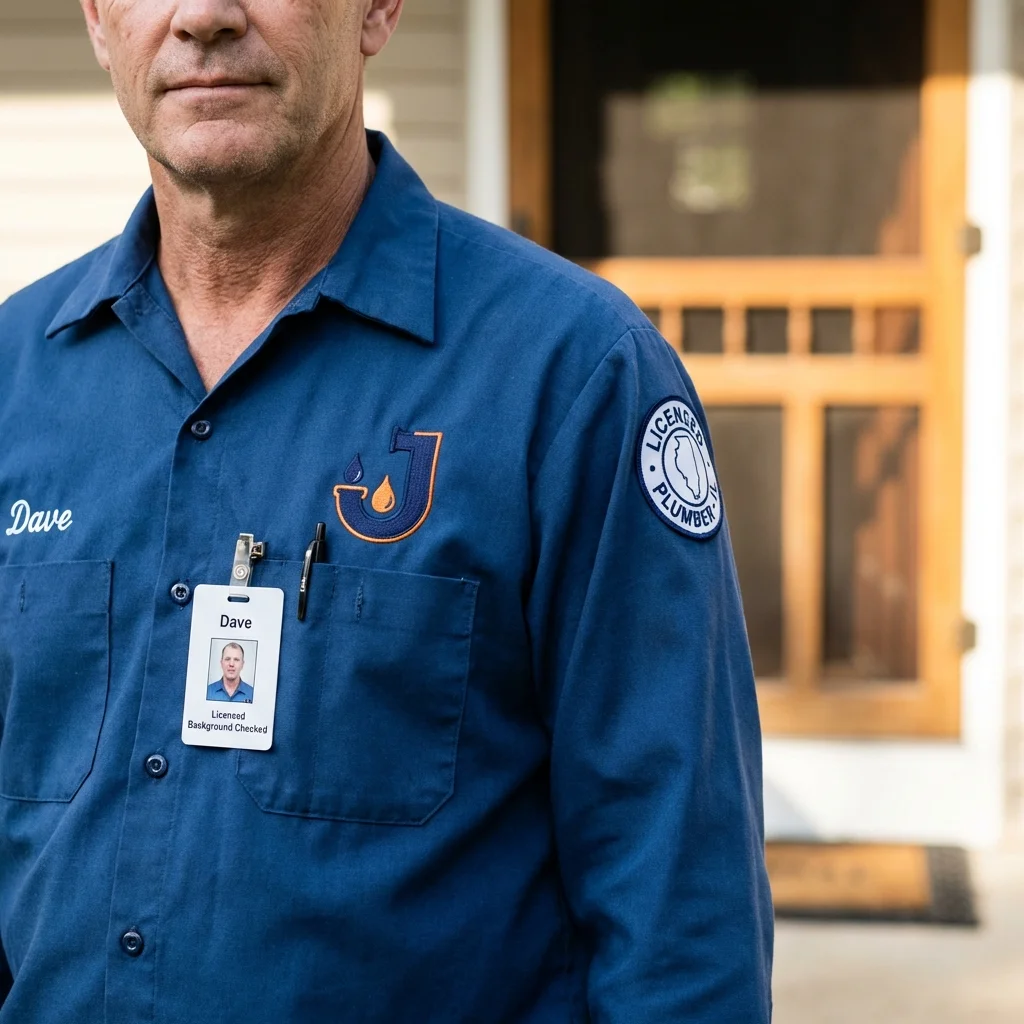 Licensed plumber showing ID badge in Mount Holly, NJ