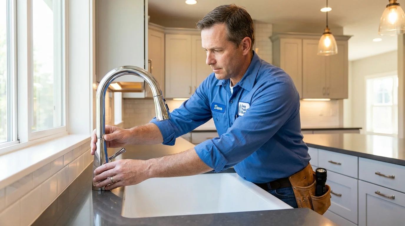 Kitchen faucet installation by Johns Plumbing LLC in Mount Holly