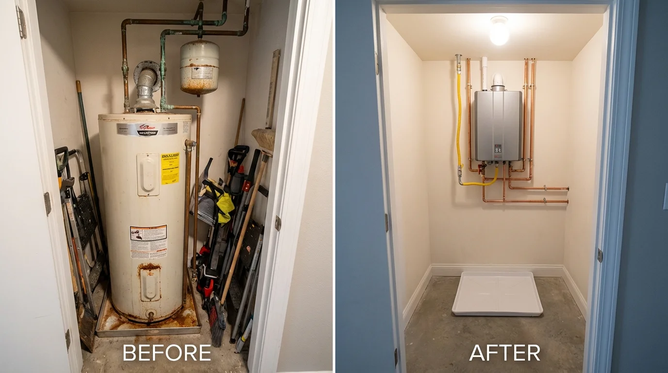 Tank water heater versus wall-mounted tankless unit comparison for Mount Holly, NJ homeowners
